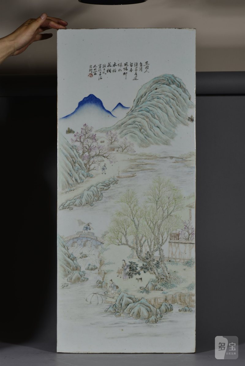 清光绪 余焕文浅绛彩「四季山水图」四条屏 - 图10